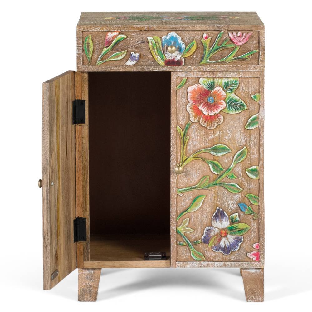 Massivholz Vertiko mit Blumen Dekor - Trinity
