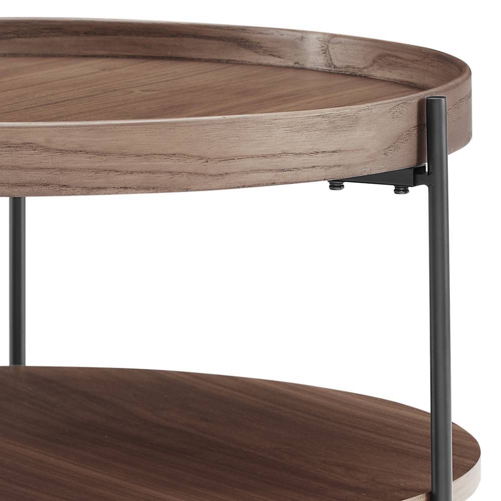 Runder Couchtisch mit Walnuss Furnier - Ezema