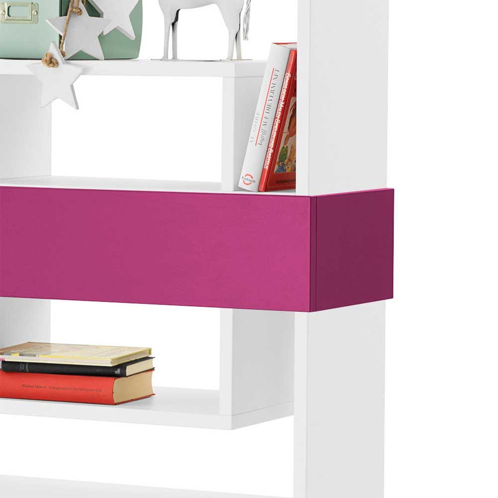 Design Regal Calaas in Weiß mit Pink 75x180cm