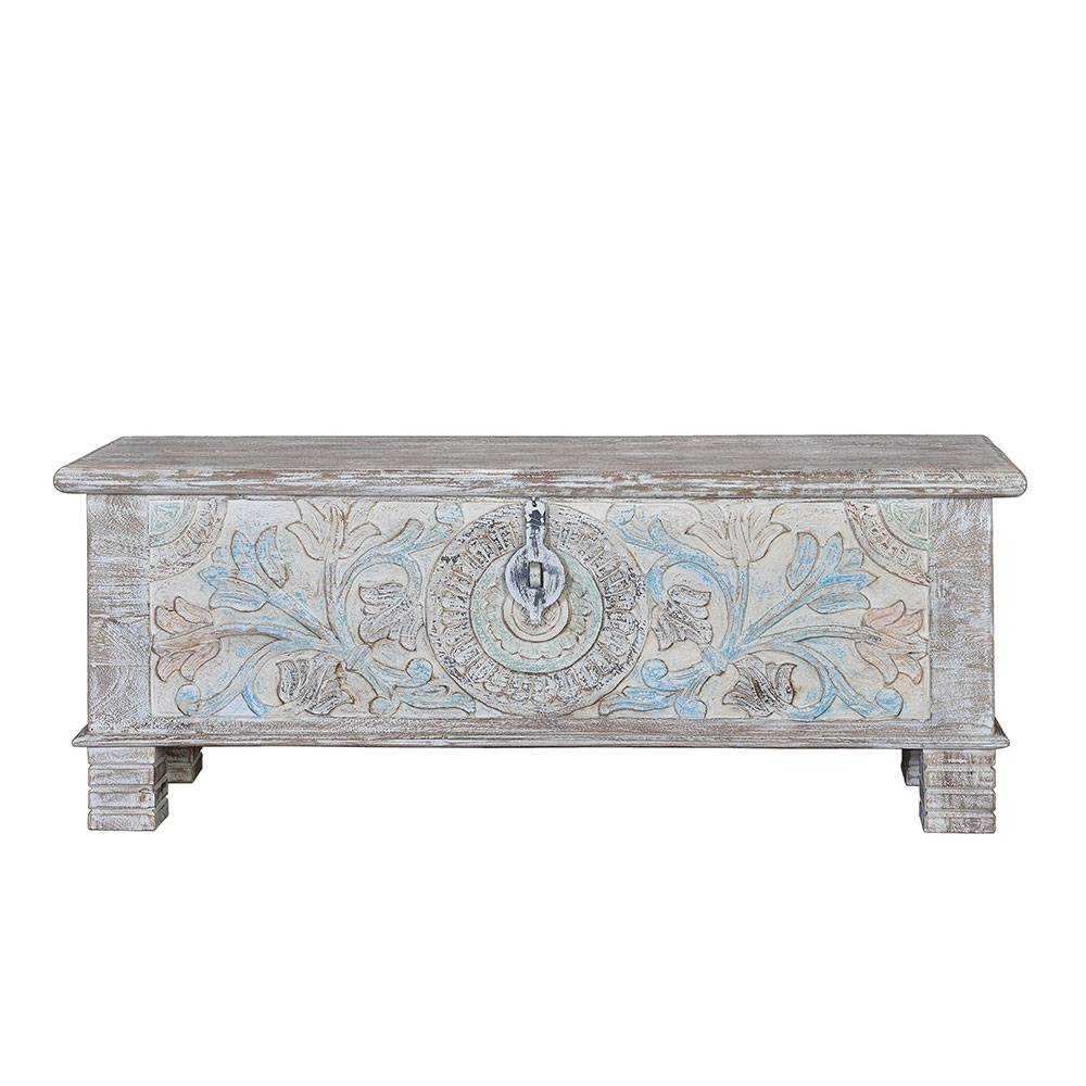 Massivholz Truhe in White Wash - Riconia