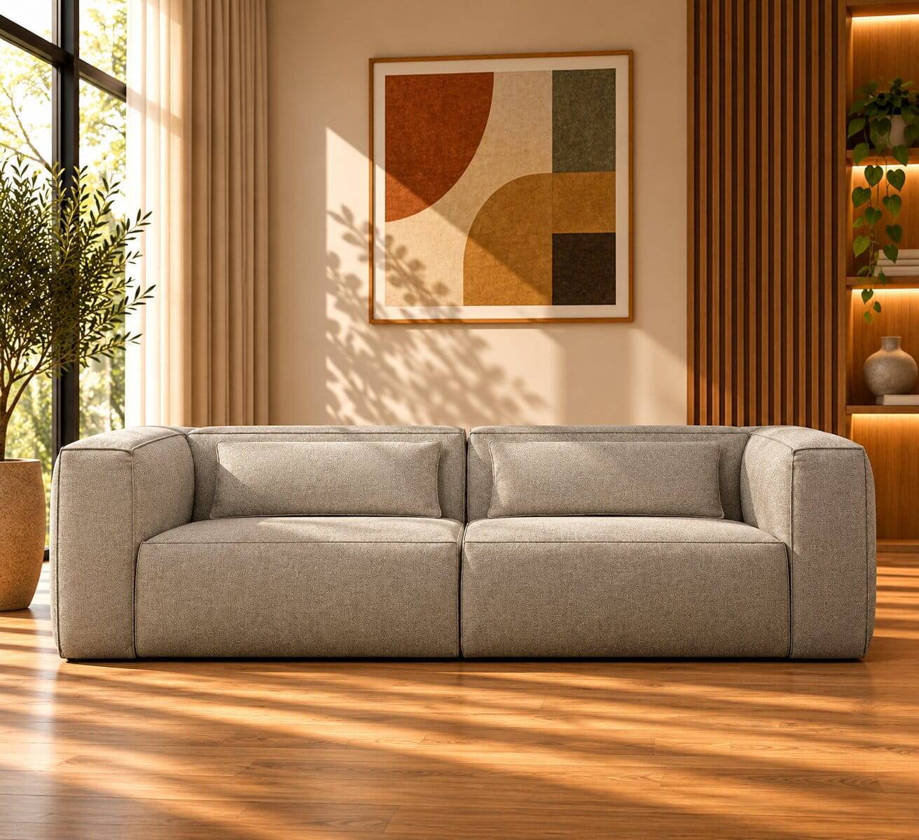 246x73x96 Dreisitzer Sofa in hellem Grau - Aluno