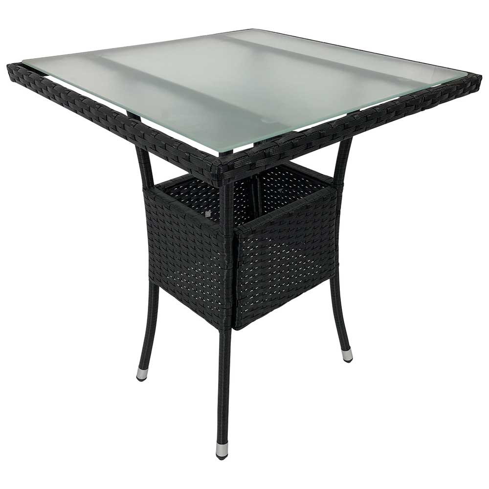 60x60 cm Polyrattan Tisch in Schwarz - Licara