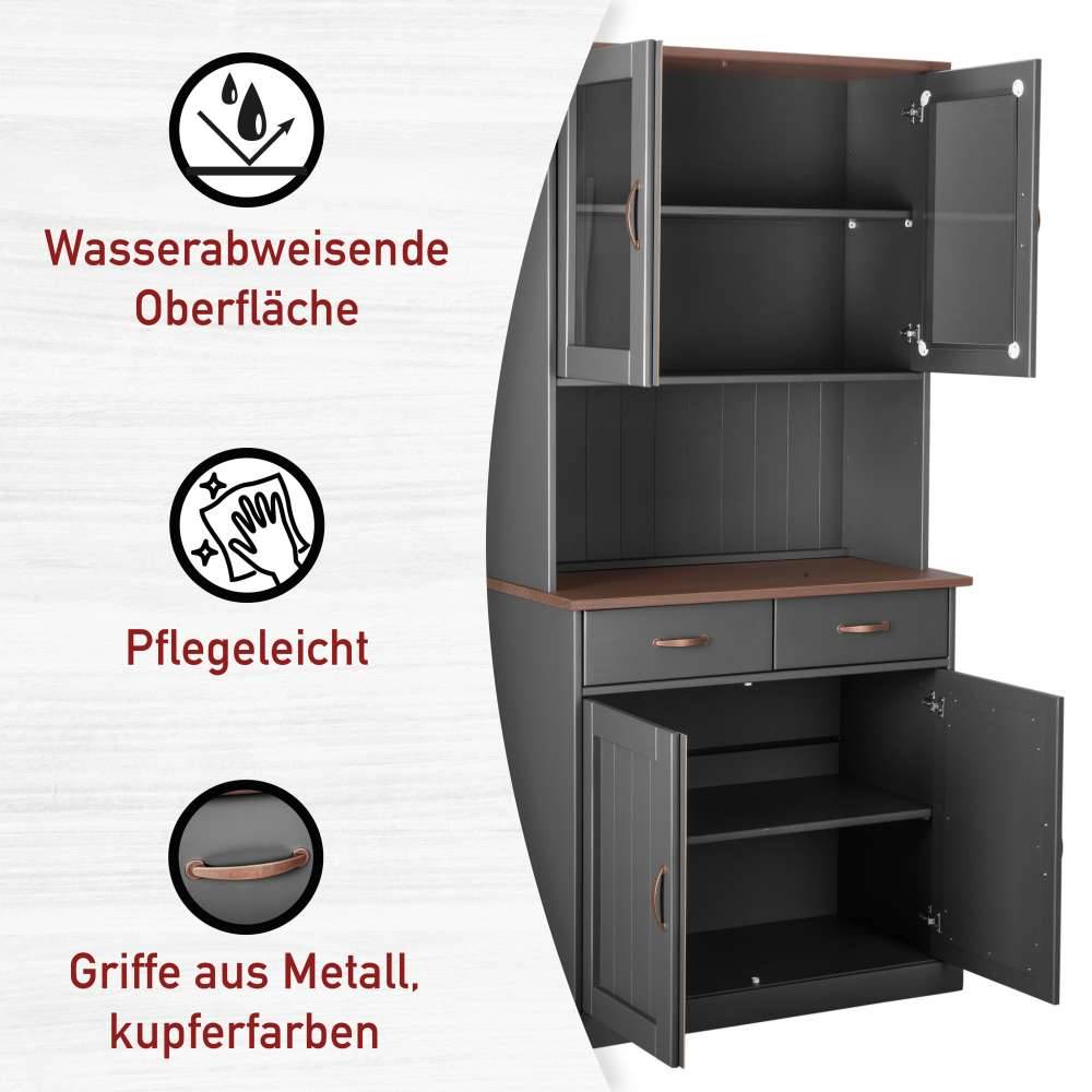 Landhaus Buffetschrank in Grau & Braun - Nepplan