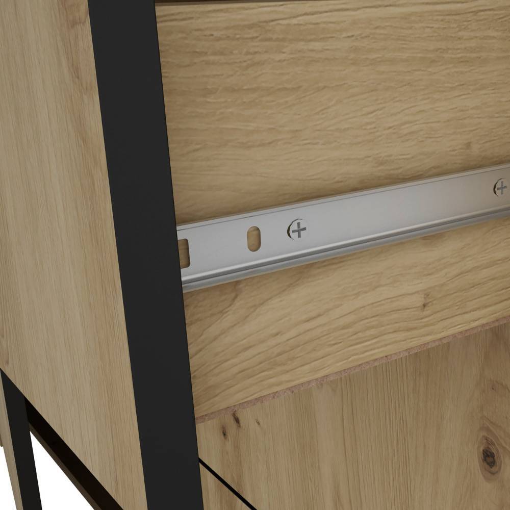 Detailansicht des Schubladenauszugs und der Schiene des Sideboards – Monte