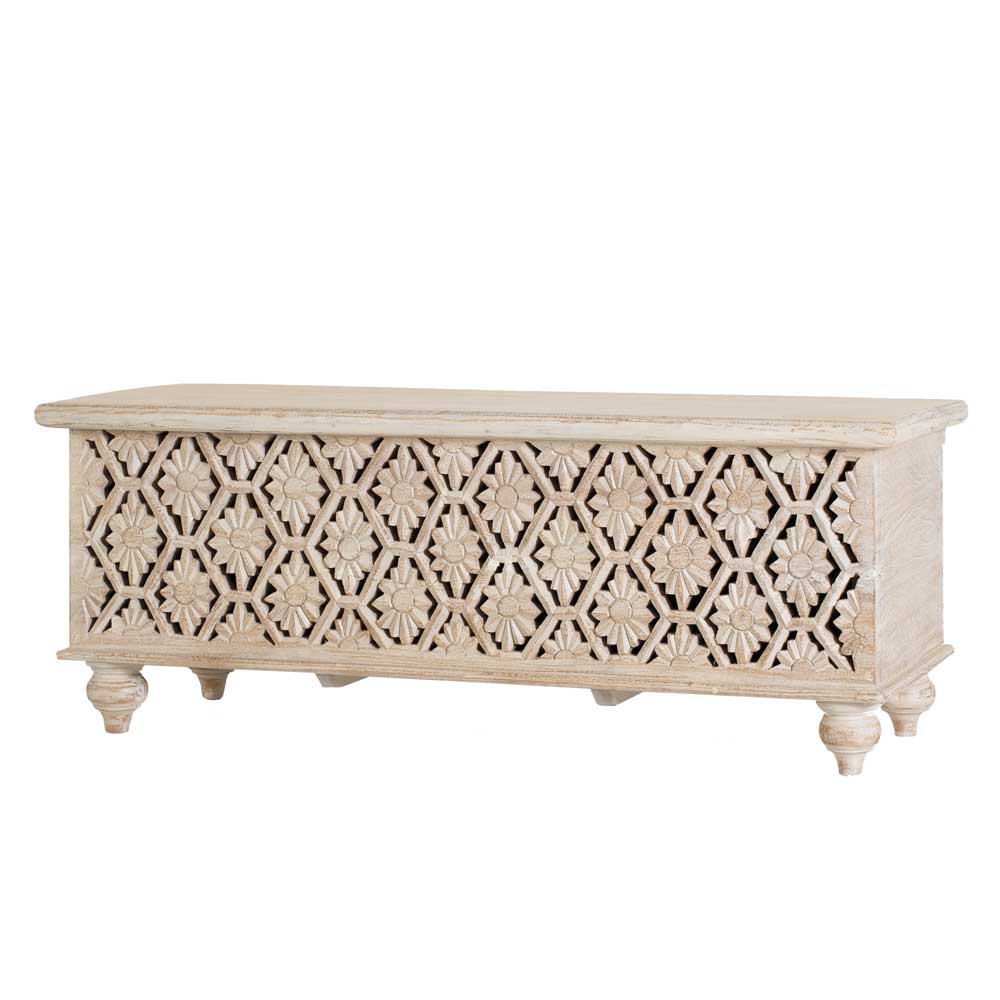 Vintage Truhe in Mangoholz White Wash - Sisperza