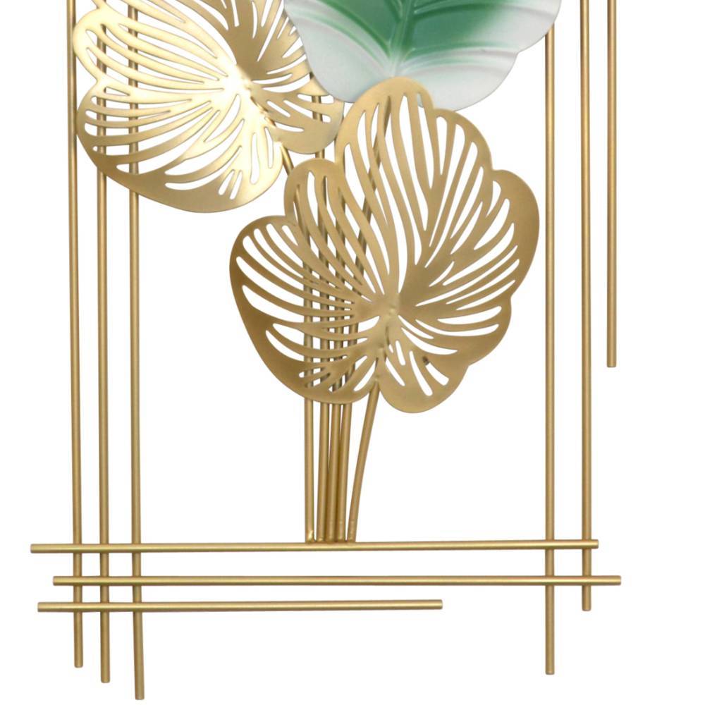 Urban-Jungle-Wanddekoration mit goldenen Metallblättern und filigranem Rahmen – Maksim