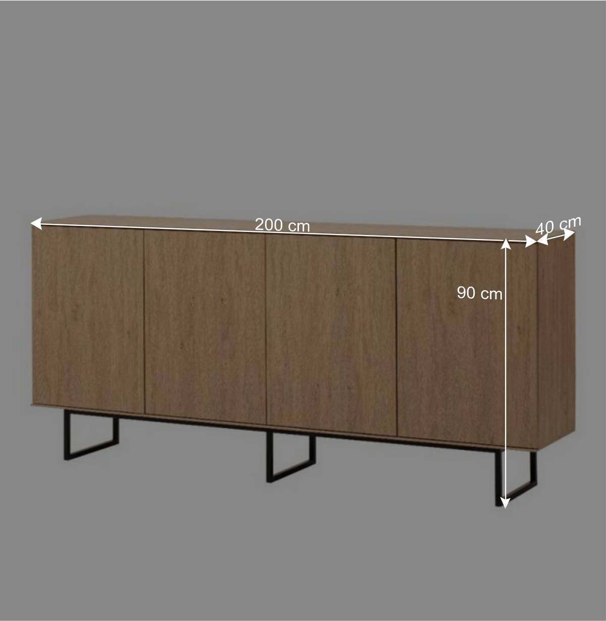 4-türiges Sideboard in Eiche Stone - Jaskin