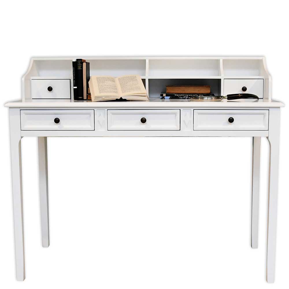 Weißer Schreibtisch mit Aufsatz & Schubladen - Moderna