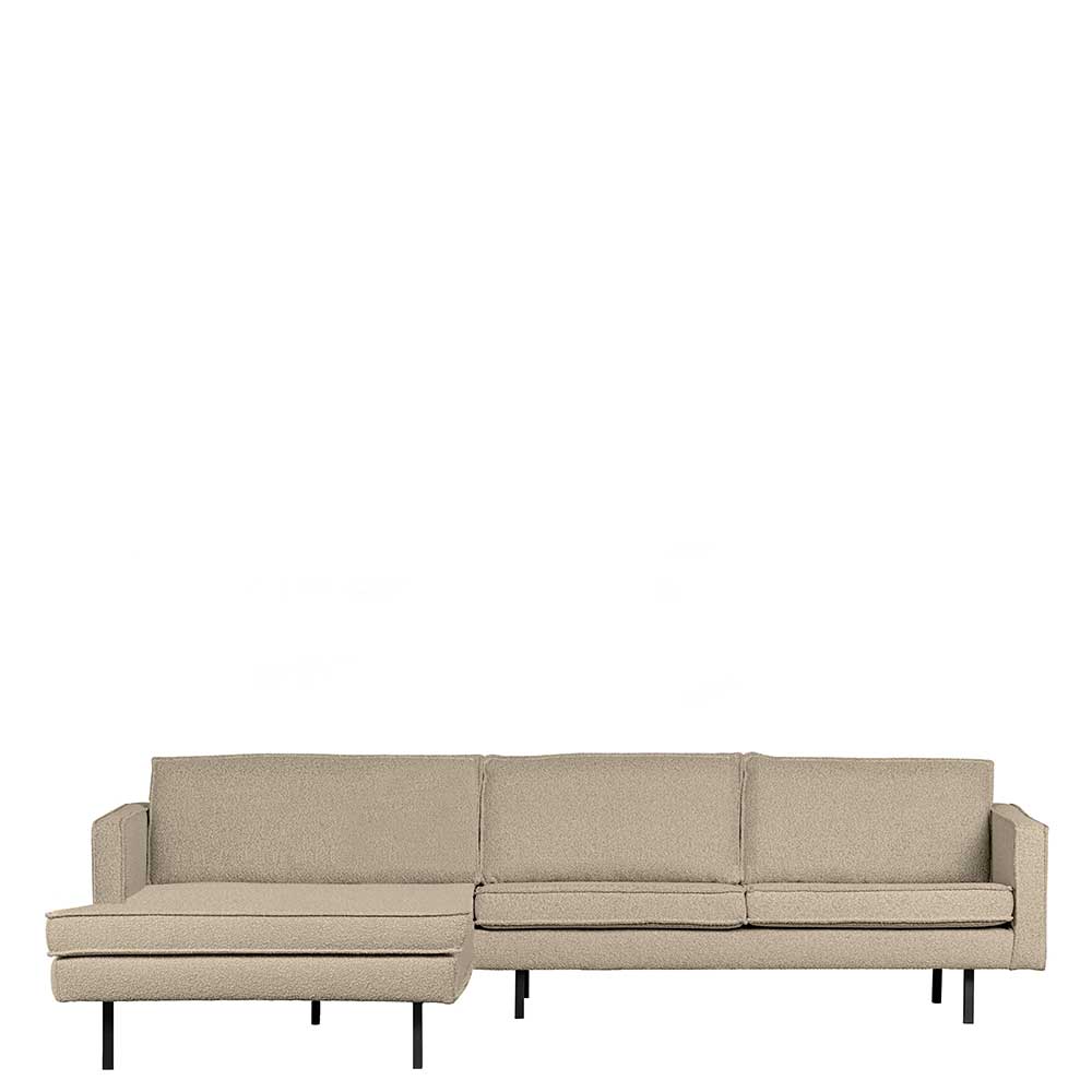 Eckcouch in L-Form aus Boucle in Beige - Glamoure