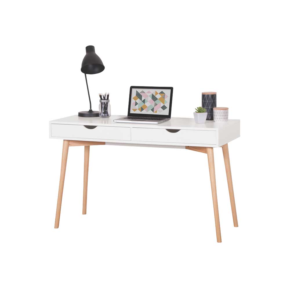 Scandi Design Schreibtisch in Weiß Natur - Livros