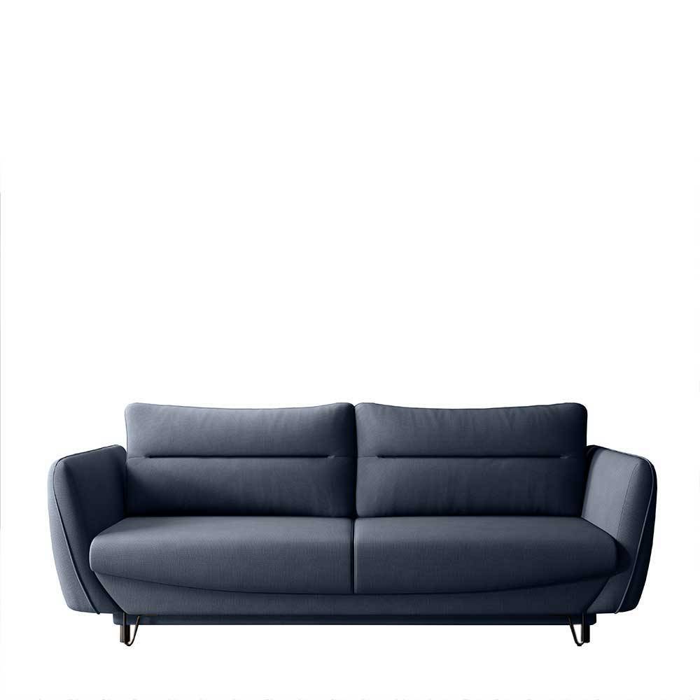 Dreisitzer Wohnzimmersofa in Blaugrau Velours - Chiyom
