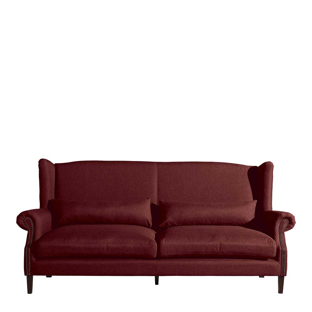 Dreisitzer Couch in Rot und Nussbaum Braun - Totem