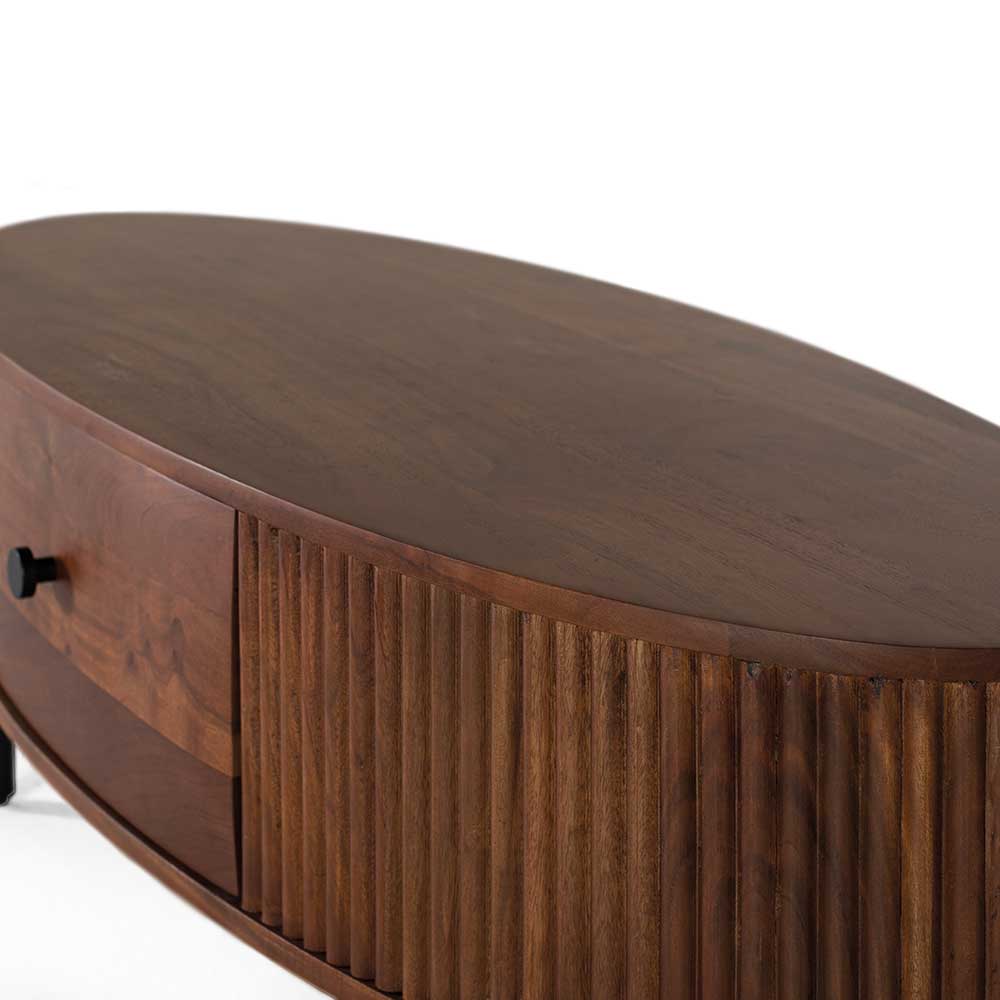 Ovaler Retro Couchtisch mit einer Schublade - Chalil