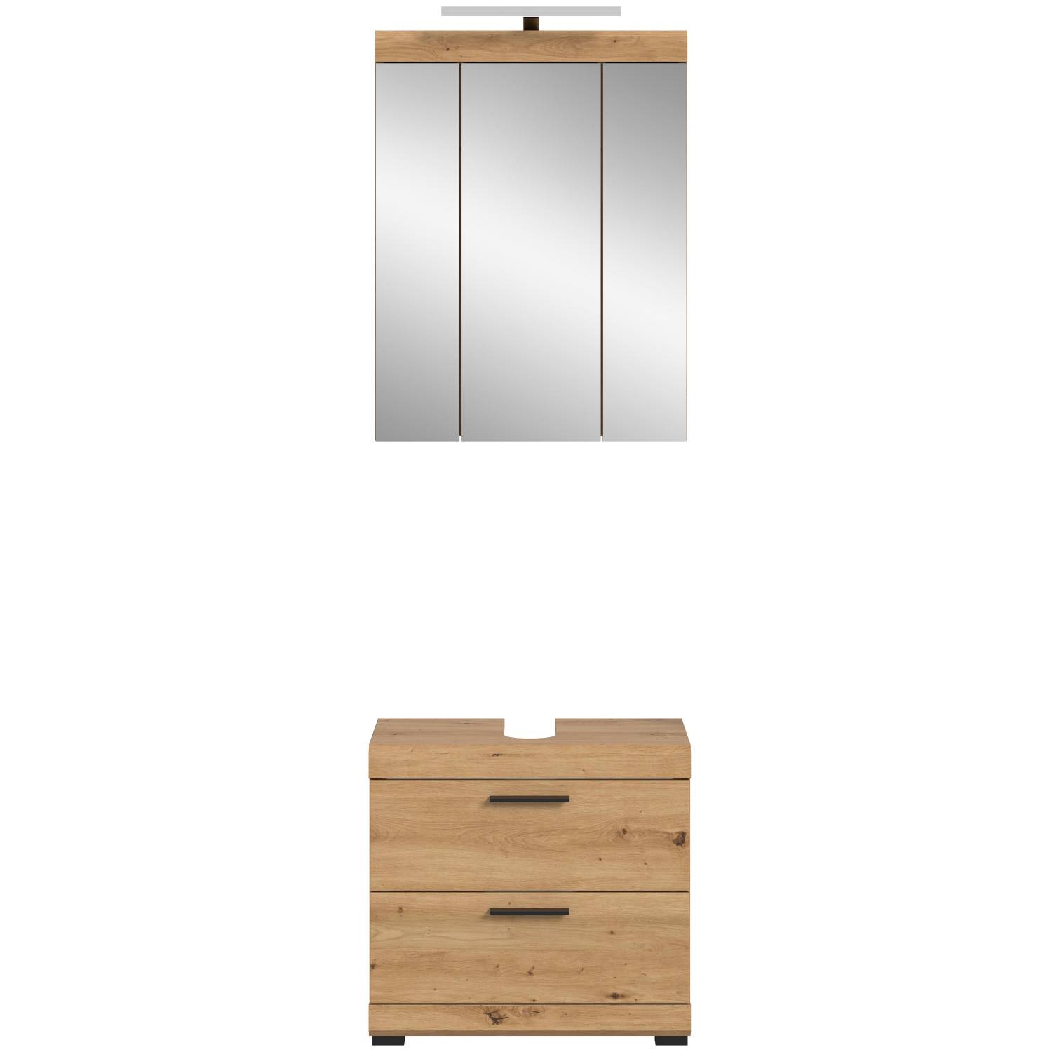Badspiegelschrank in heller Holzoptik - Lasewood (zweiteilig)