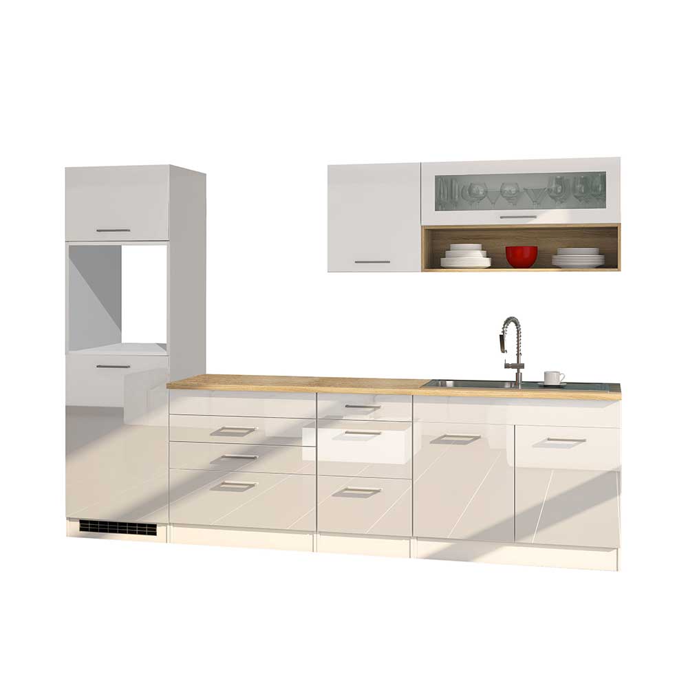 Set Küchen Möbel in Weiß Glanz - Cuneo I (achtteilig)