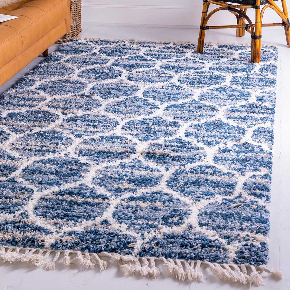 Läufer Teppich in drei Größen in Blau und Creme - Addagio
