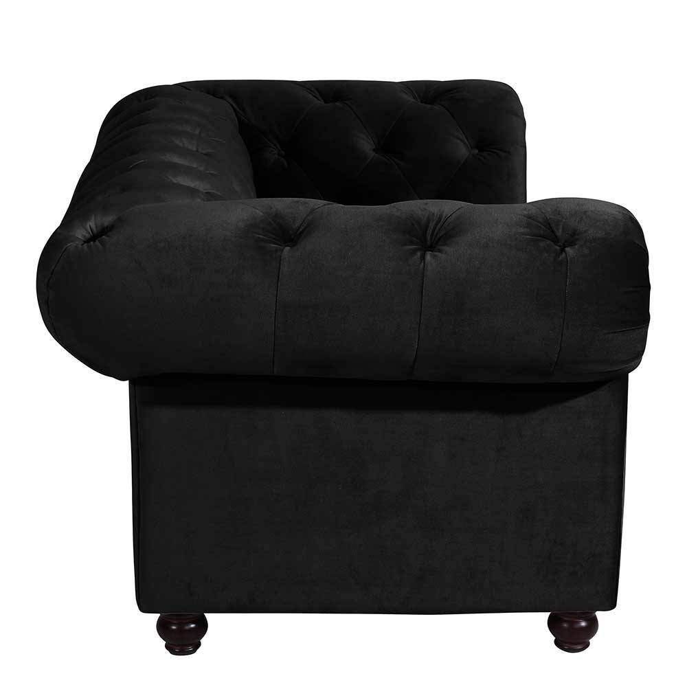 Chesterfield Couch aus Samtvelours Schwarz - Sarabuja