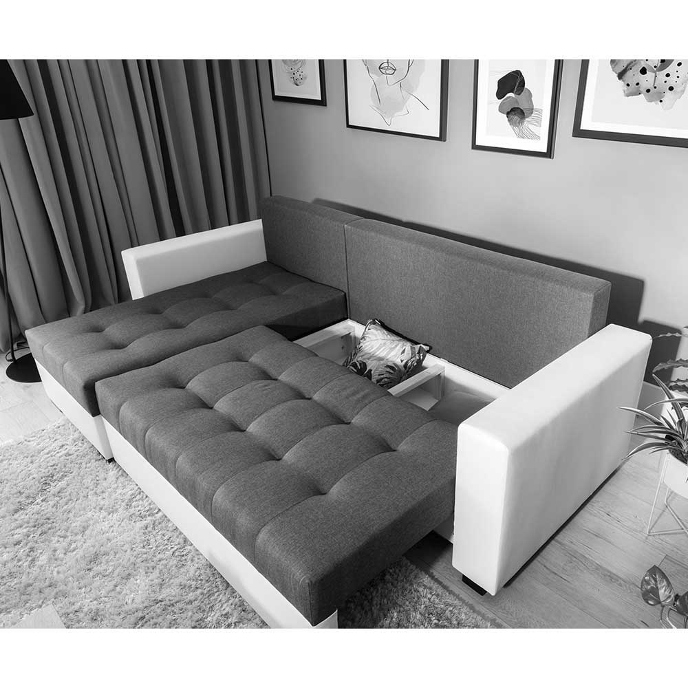 Dreisitzer Schlafcouch in Dunkelbraun Stoff - Fabrizio