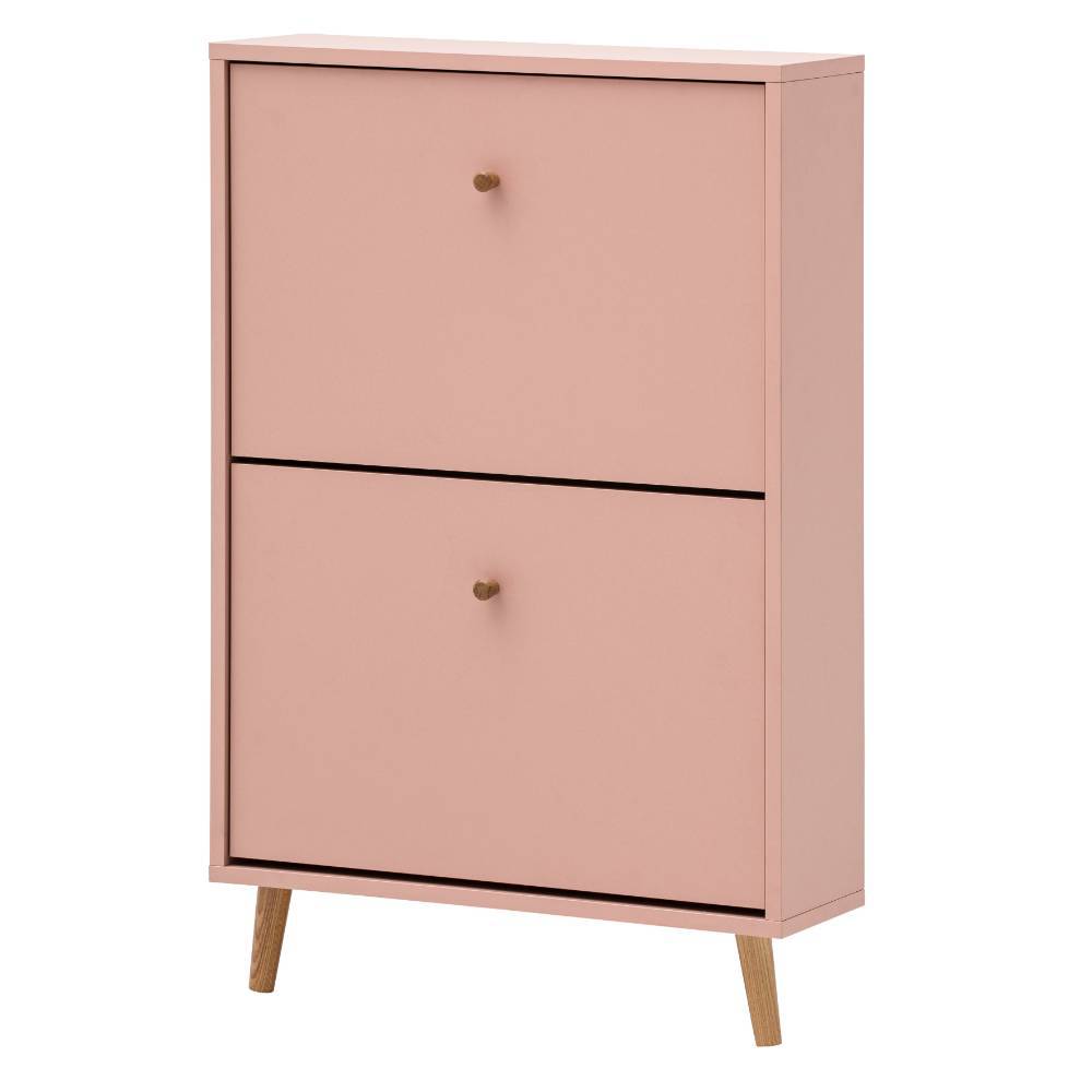 2-Klappen-Schuhschrank in Apricot und Eiche - Franatico