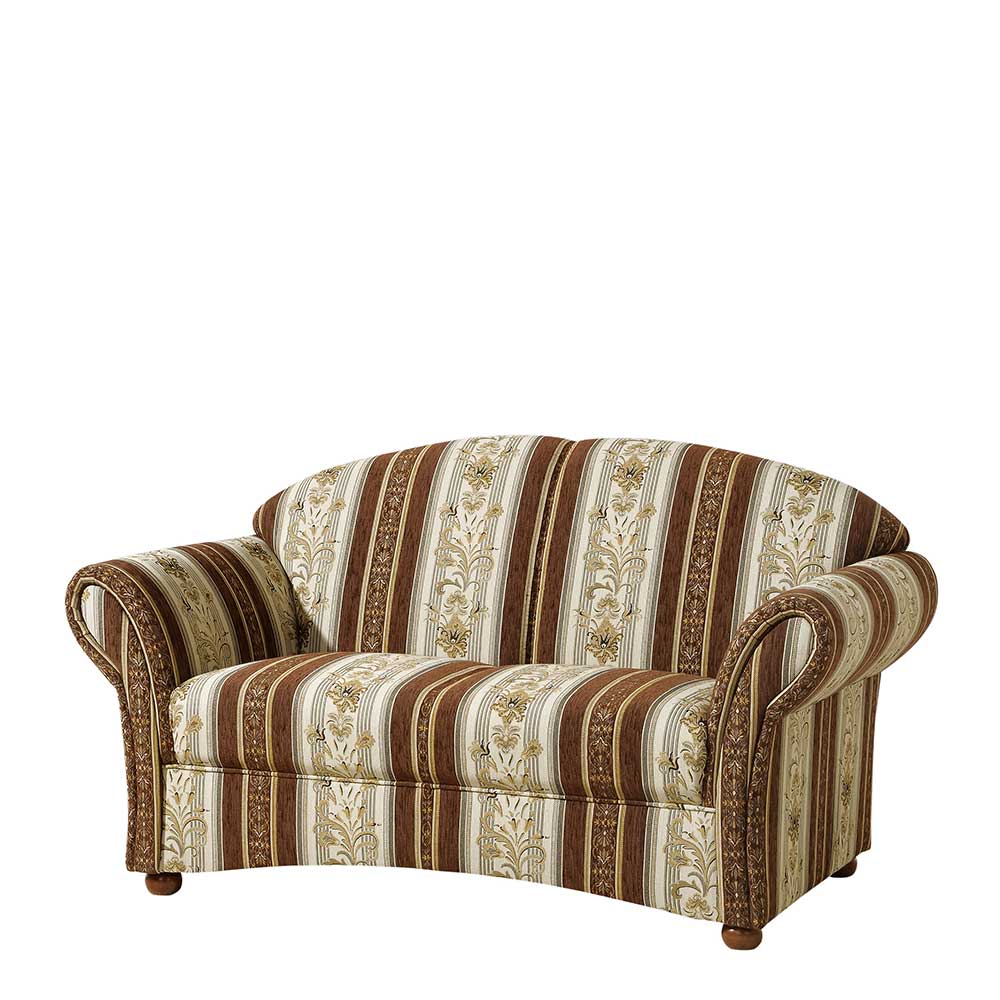 Chenille Sofa mit Streifenmuster Braun Beige - Kontrast