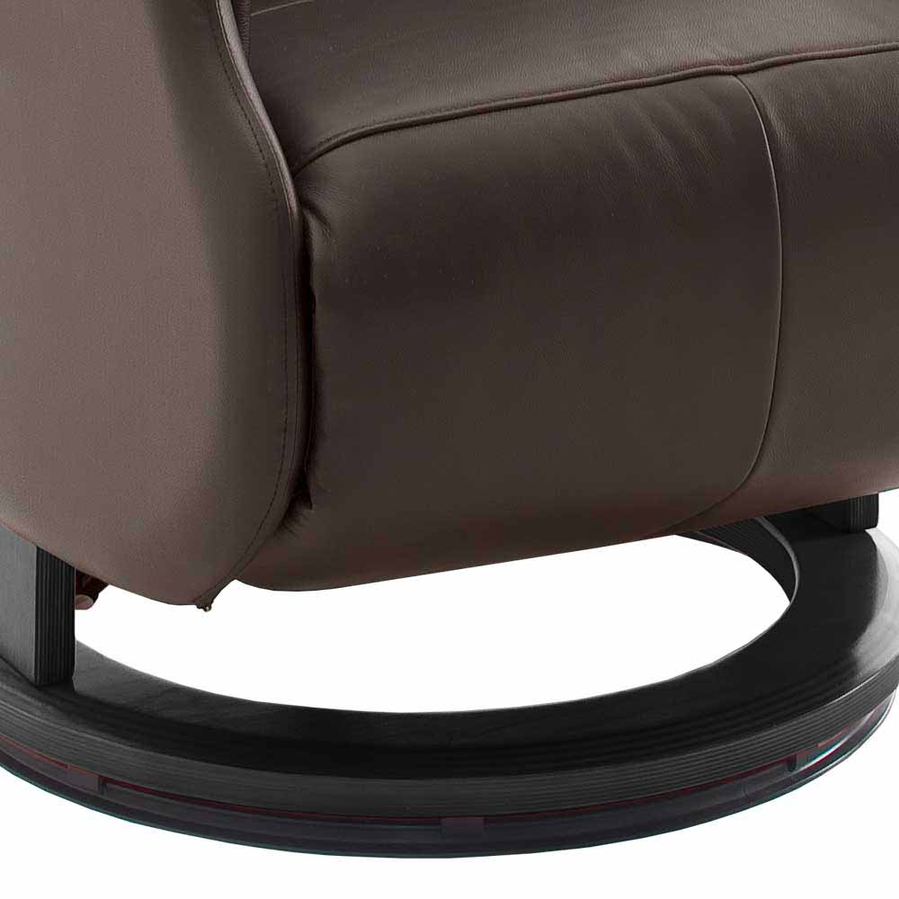 Brauner Leder Sessel mit elektrischer Verstellung Colocca auf schwarzem Fuß