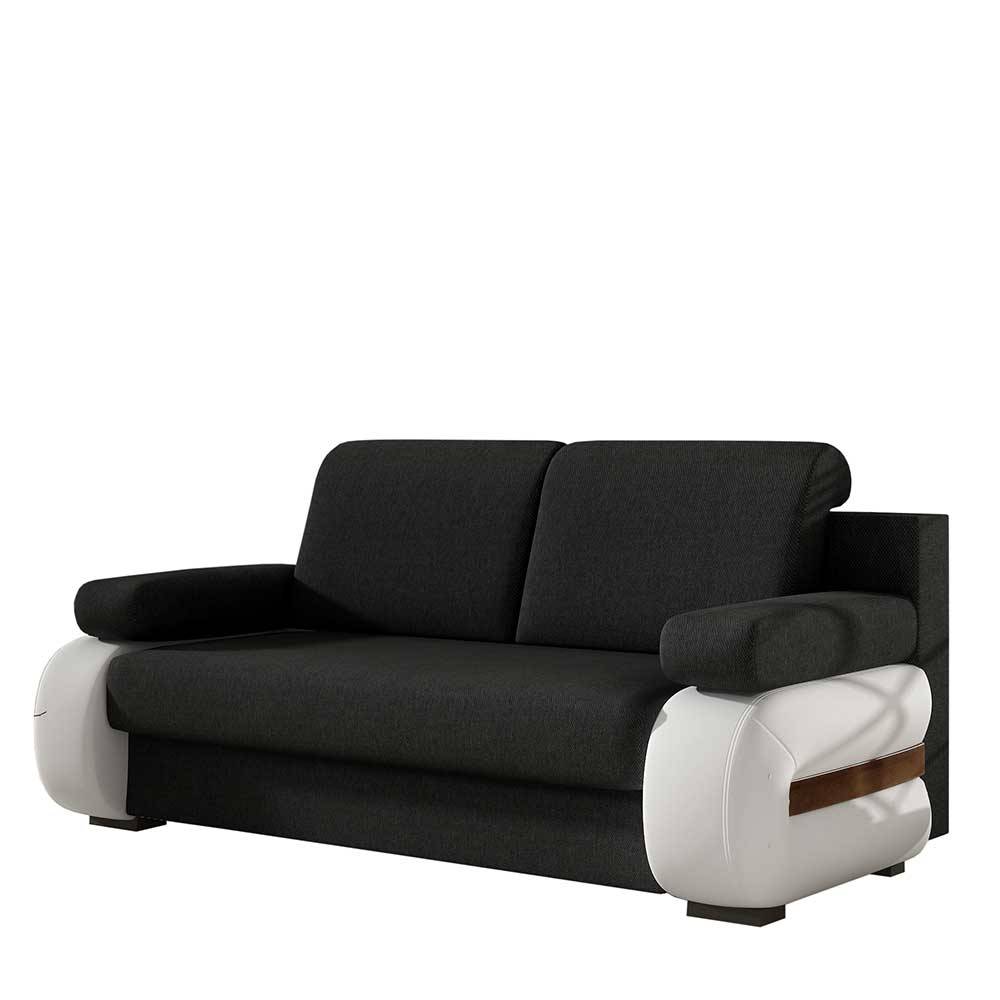 Federkerncouch in Schwarzbraun und Weiß - Javena