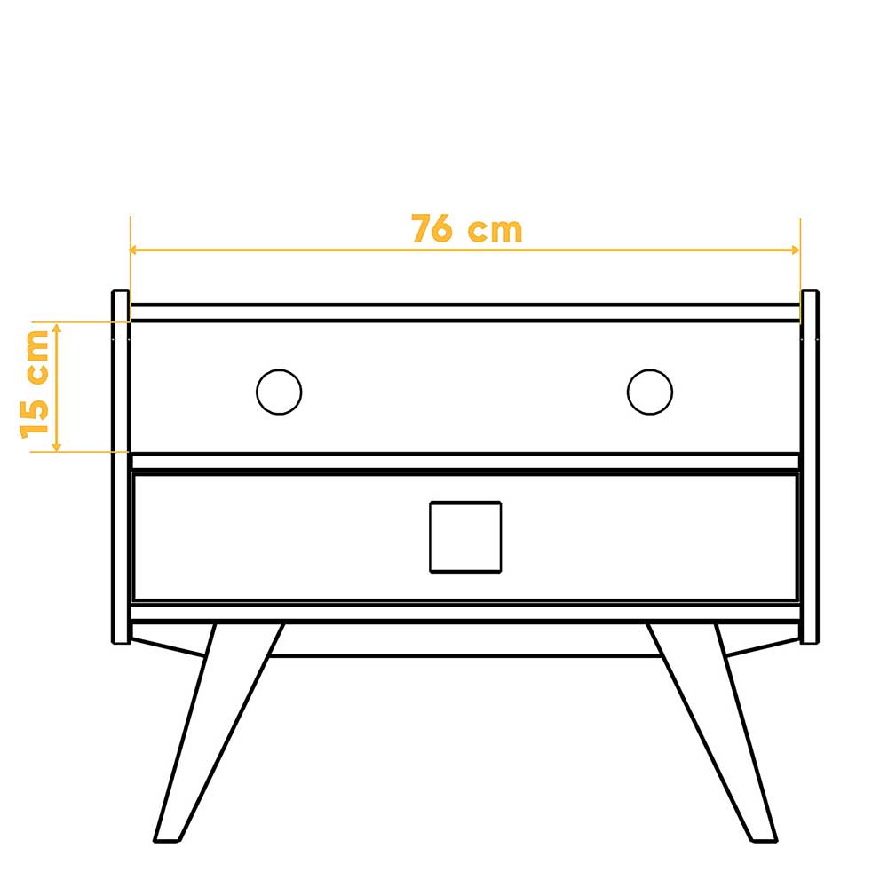 80x63x40 Midcentury TV Tisch aus Holz - Hardus
