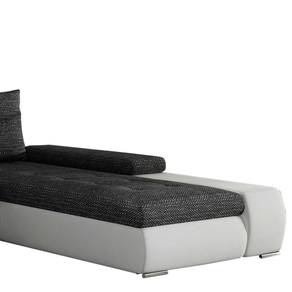 U-Sofa mit Bettfunktion in Dunkelgrau und Weiß - Mavorana