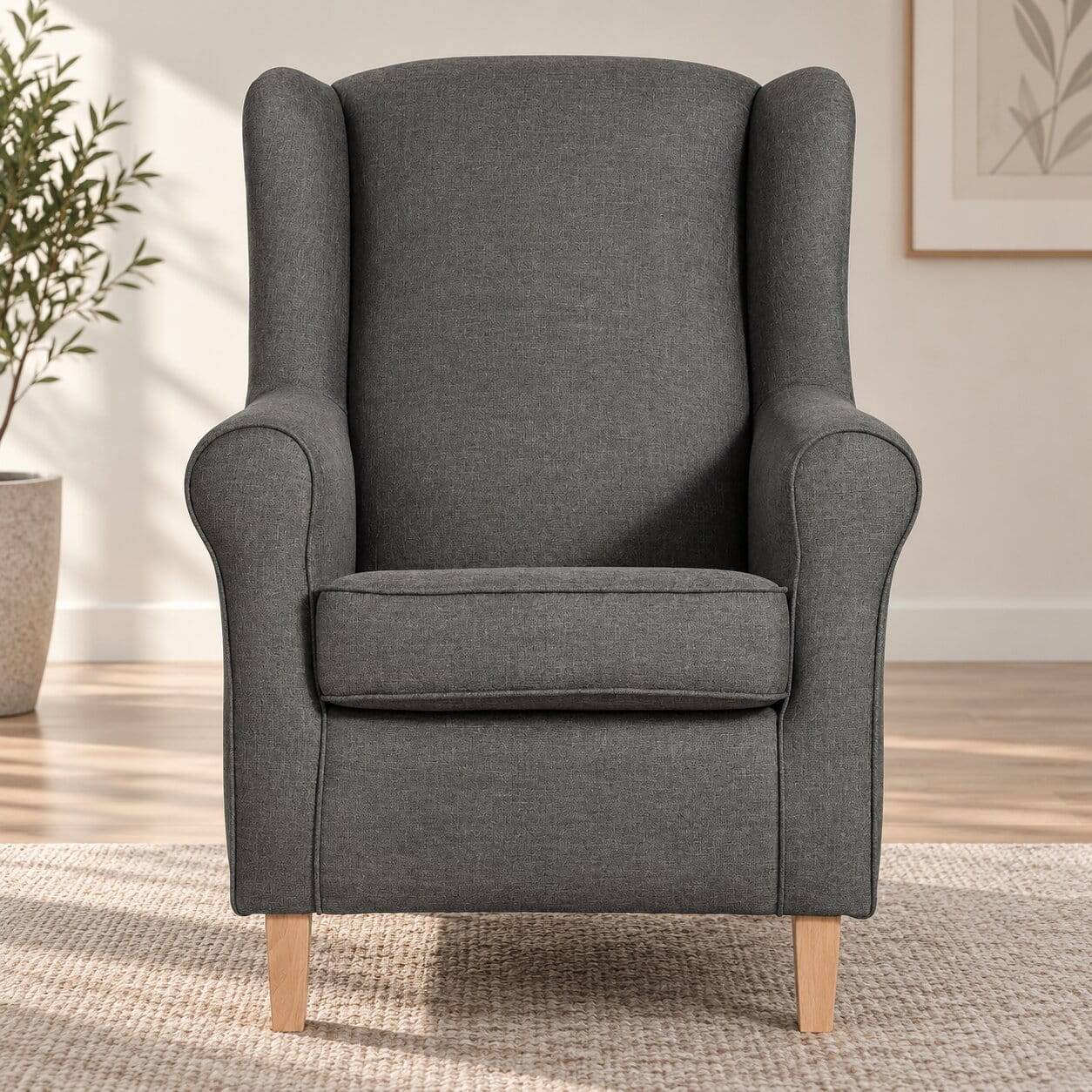 Modern Country Sessel in Anthrazit mit Buche Natur - Mediteranos