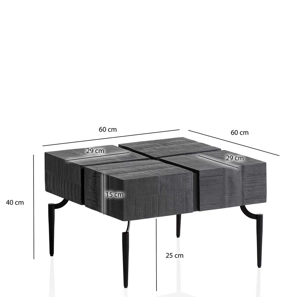Quadratischer Design-Couchtisch in Schwarz - Gluvizia