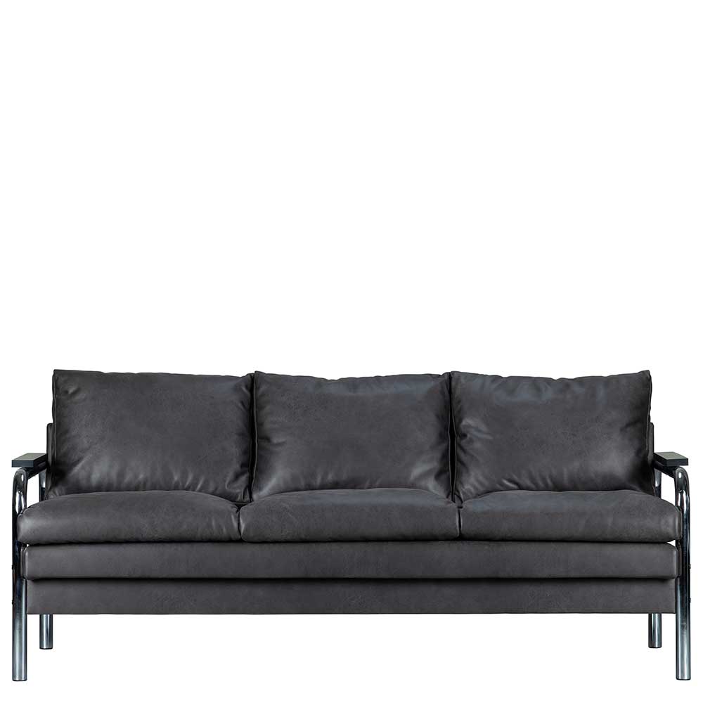 Retro Sofa mit Metallgestell in Chrom - Maidino