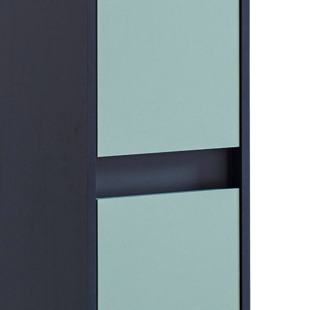 Mittlere Sektion des Badezimmerschranks in Taubenblau und Dunkelblau mit Schublade – Emily