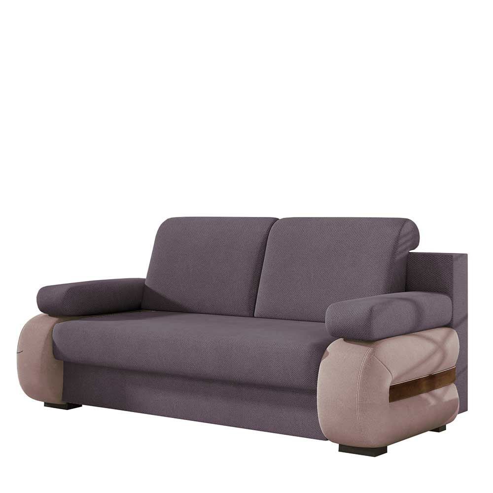 Federkern-Bettsofa in Mauve und Altrosa - Ayleen