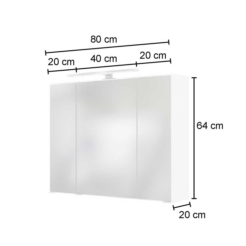 Weißer Spiegelschrank in 60 & 80 & 100 cm - Asticla