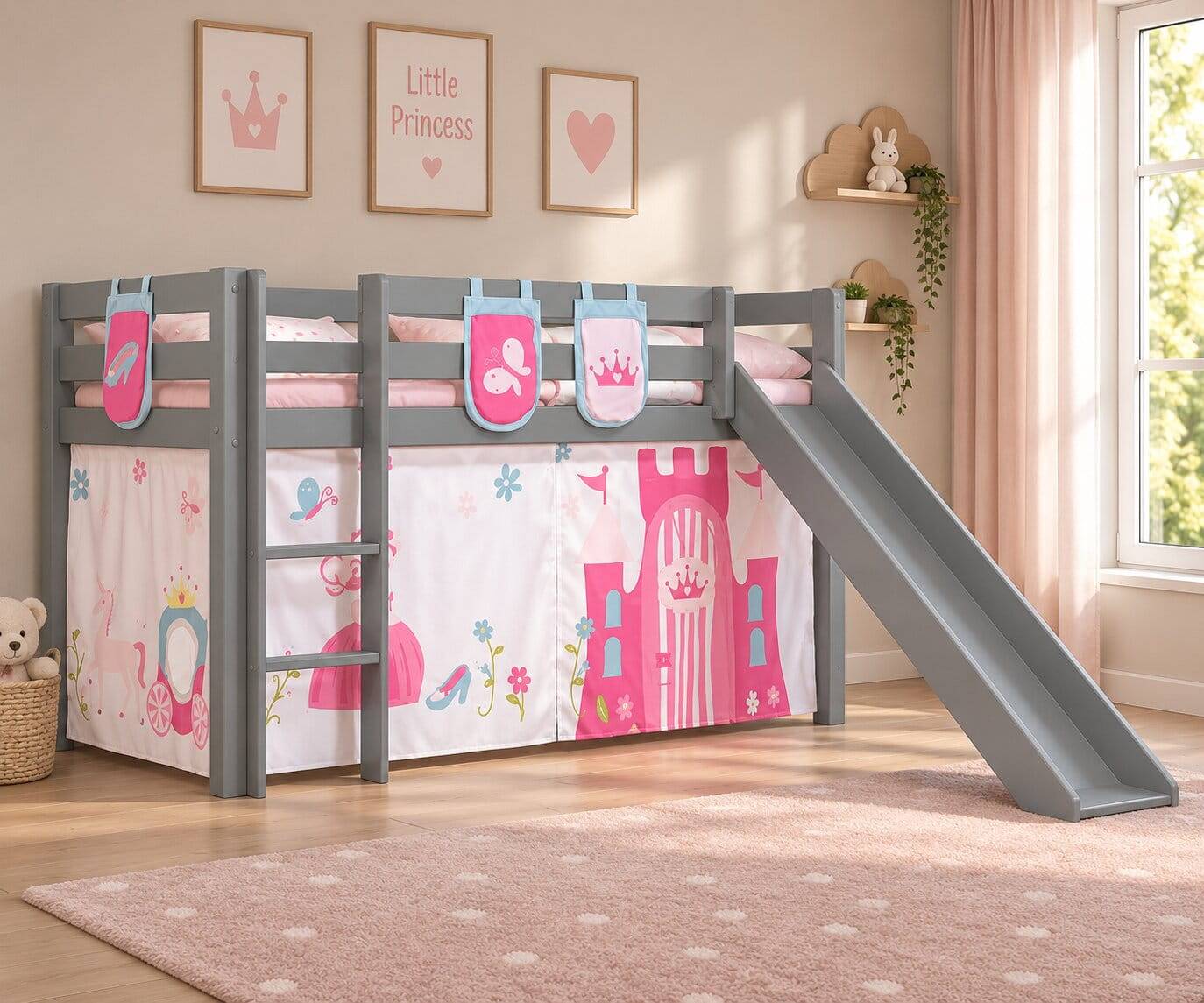 Prinzessinnen Spielbett mit Rutsche - Agnesco