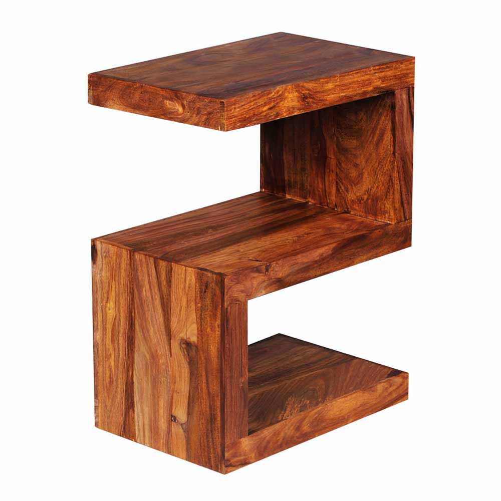 S-Form Design Tischchen Hoslo aus Holz massiv
