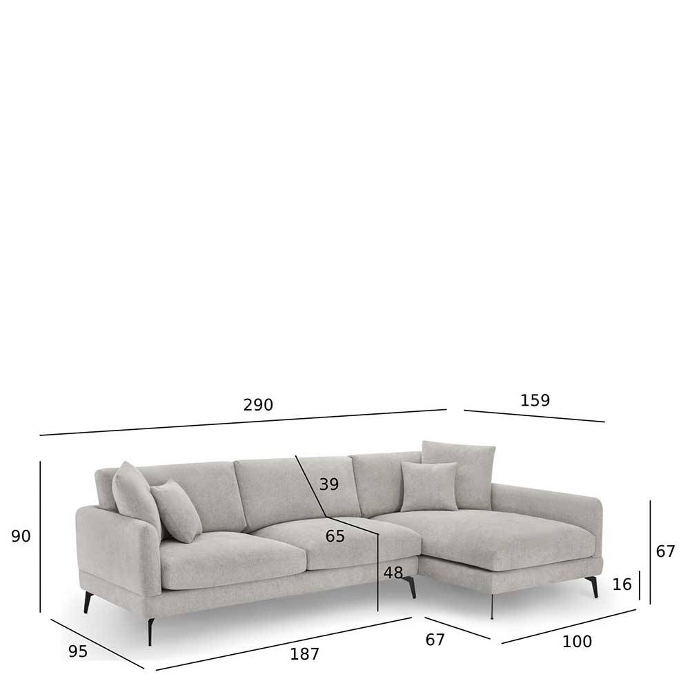 L-Design Dreisitzer Sofa in Hellgrau - Gozoa