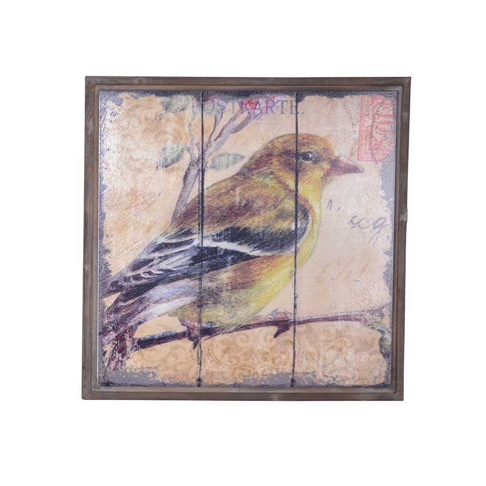 Vintage Holzbilder mit Vogel Druck Bacoas 56x56 cm (zweiteilig)