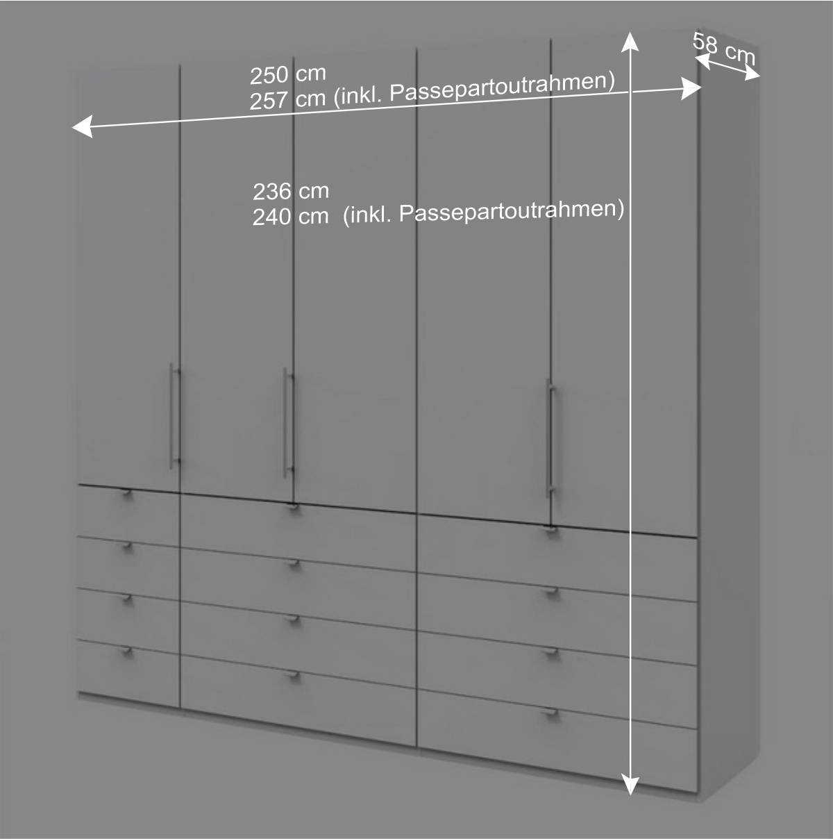 Schlafzimmer Kleiderschrank mit Metallgriffen - Donpiave