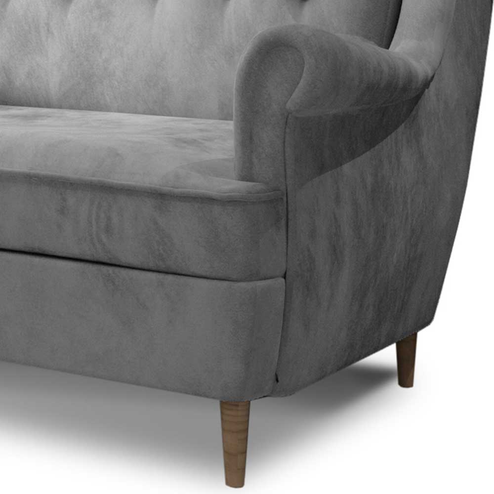 Ohrensofa in Hellgrau Samtbezug - Renero