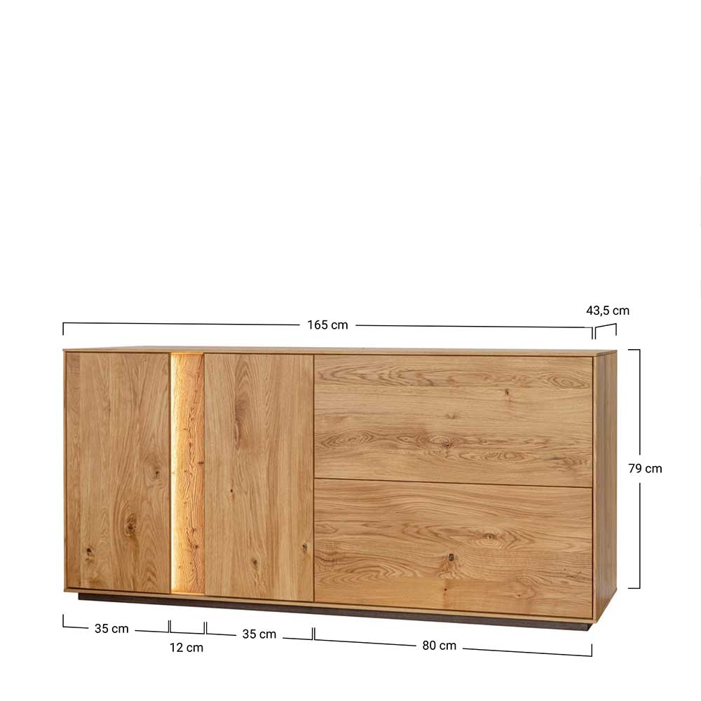 Wildeiche Sideboard mit zwei Klappen & Türen - Cocondar