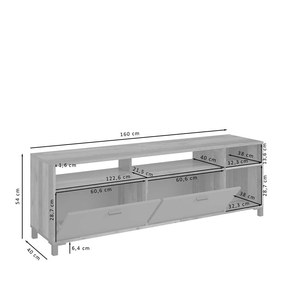 TV-Lowboard in Altholz Optik & Anthrazit - Bosco