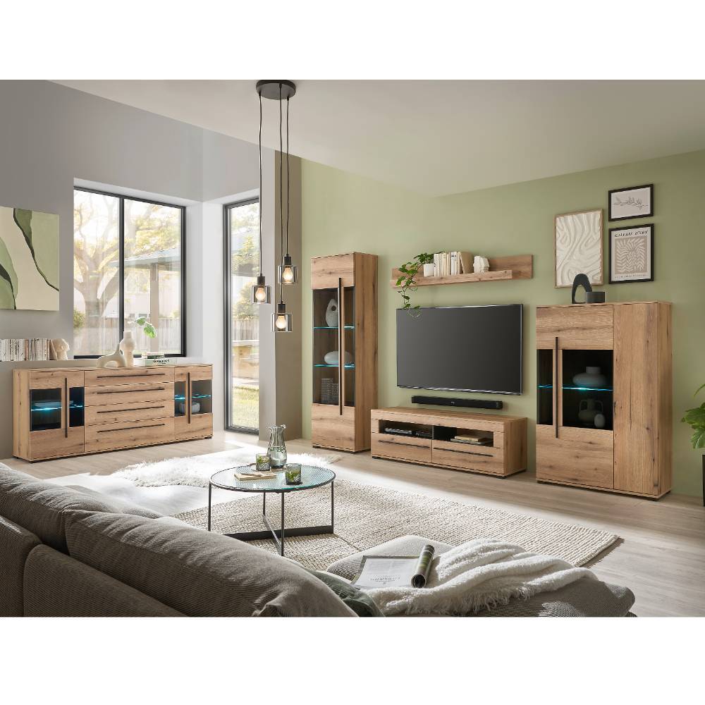 200 cm Sideboard mit Glaseinsätzen - Brocus