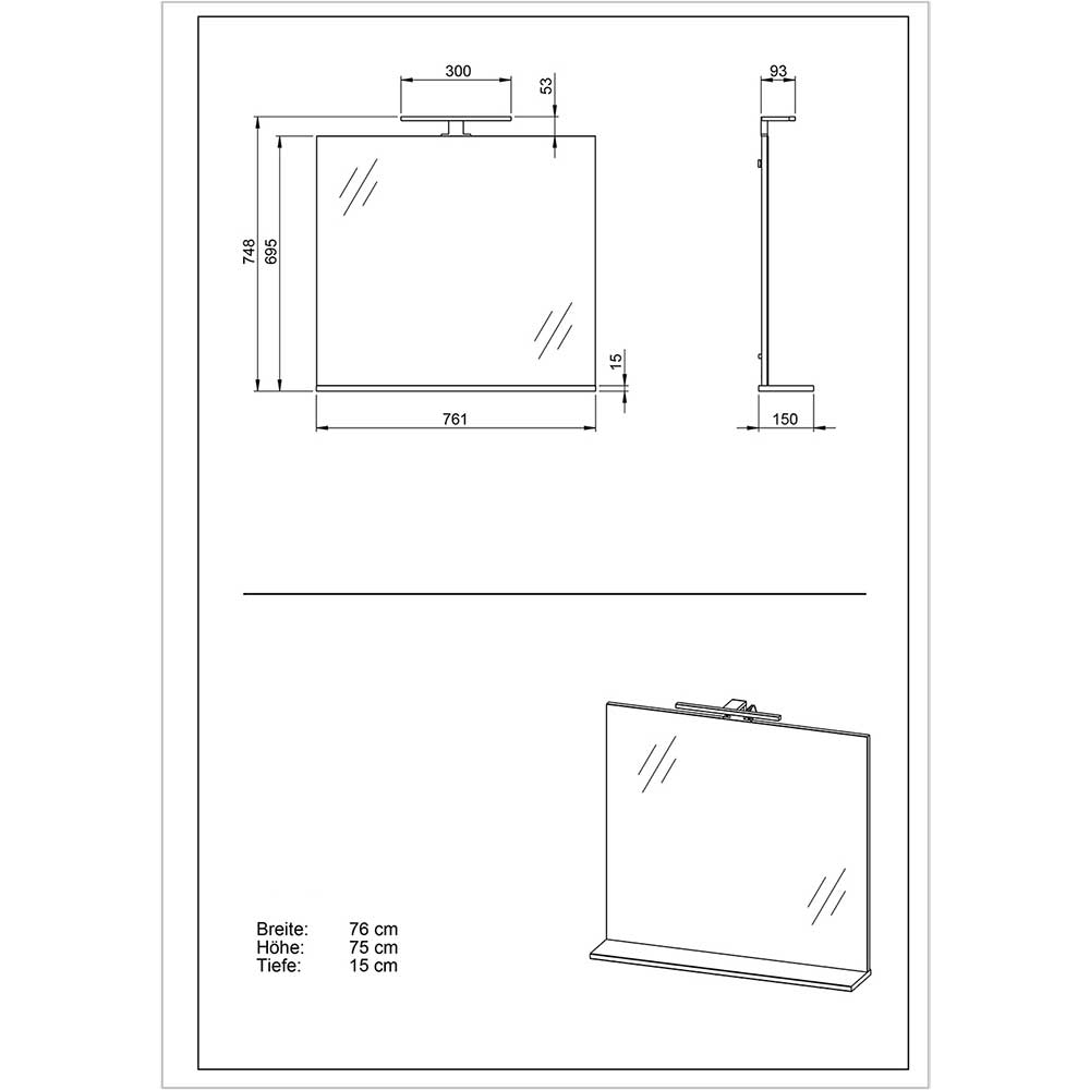 Waschbeckenschrank & LED Spiegel - Otrus (zweiteilig)