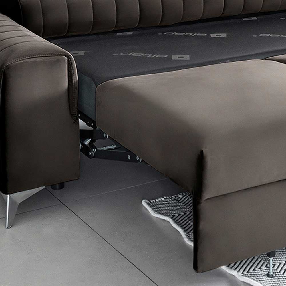 Wohnzimmer Ausziehsofa in Dunkelbraun - Wega