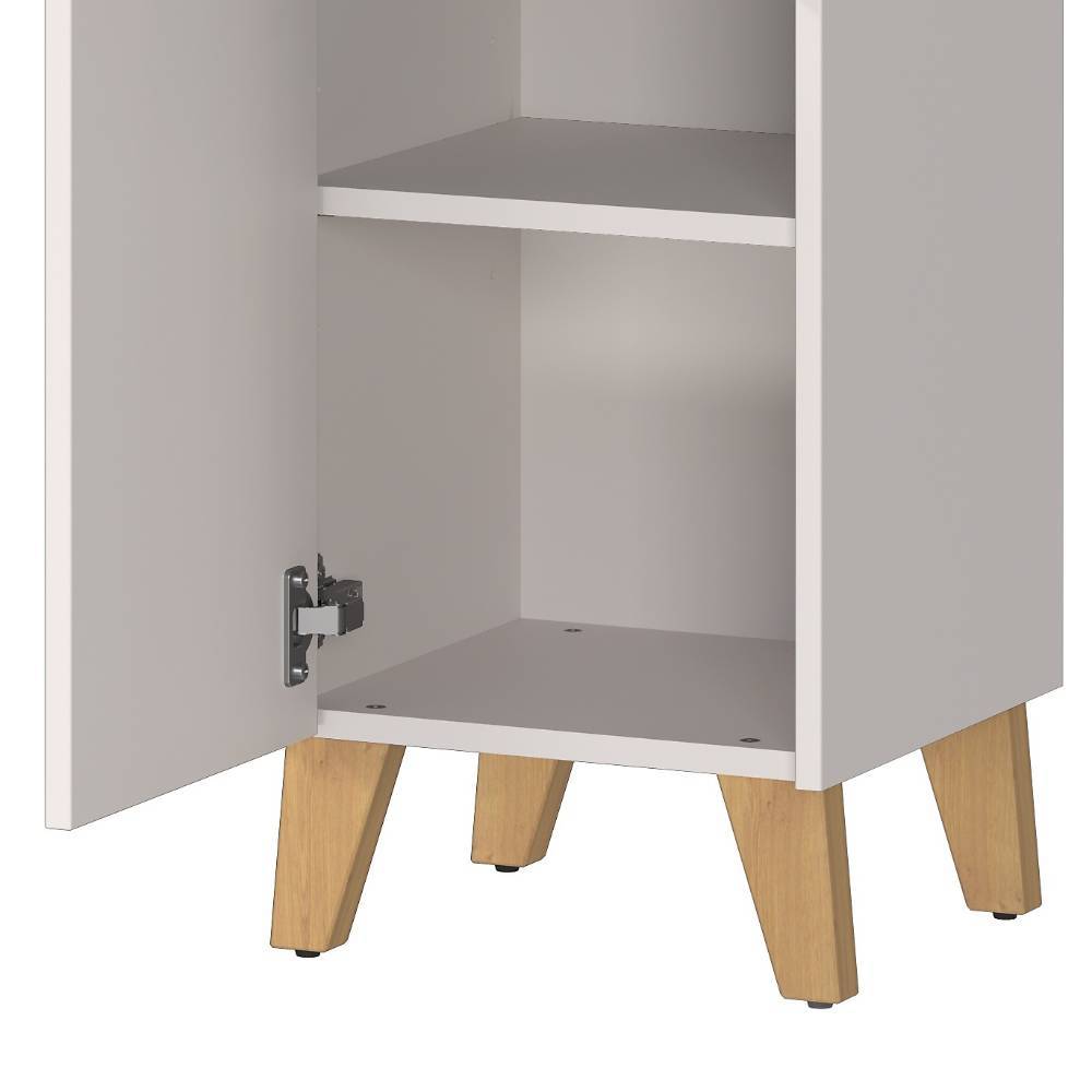 Schlanker Bad-Midischrank in Hellgrau mit Eiche - Gonnaso