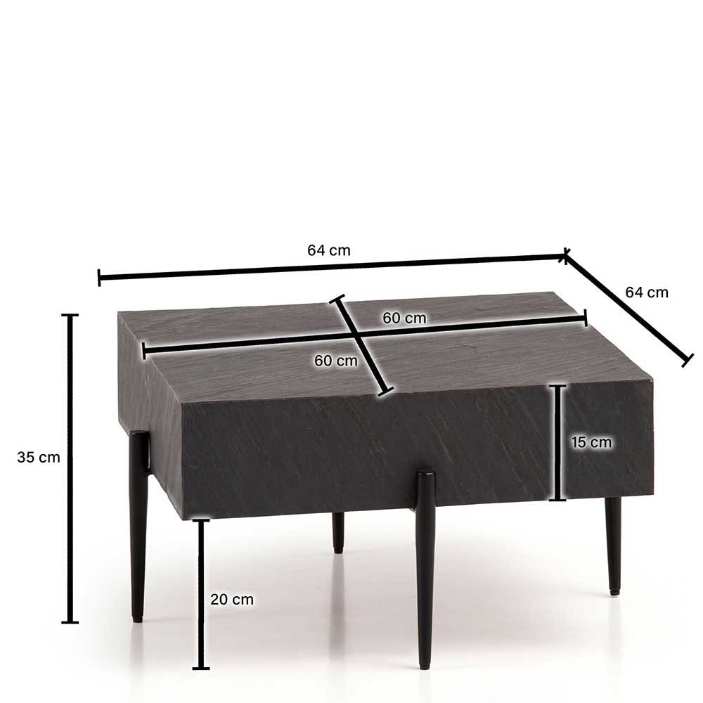 Design Couchtisch in 3D Steinoptik Schwarz - Sanatate