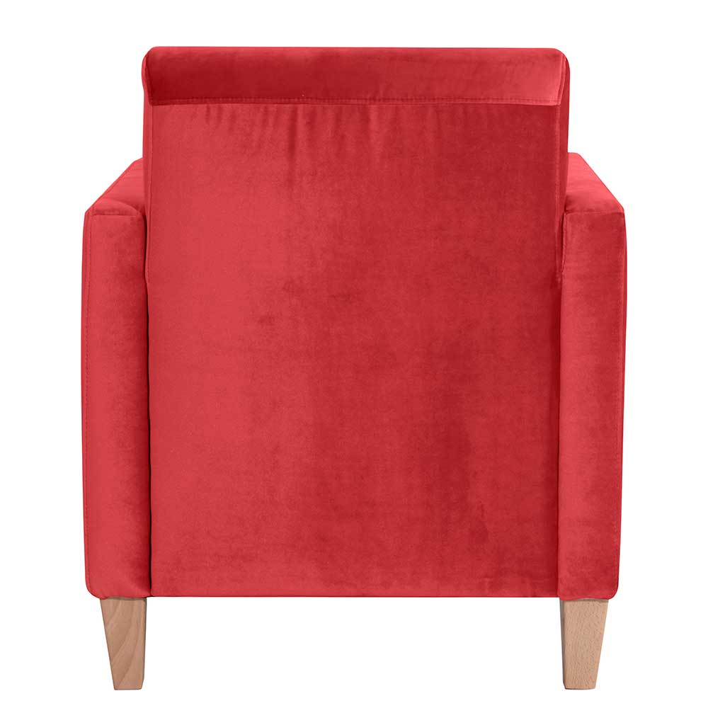 Roter Polstersessel mit Samtvelours-Bezug - Gedeon