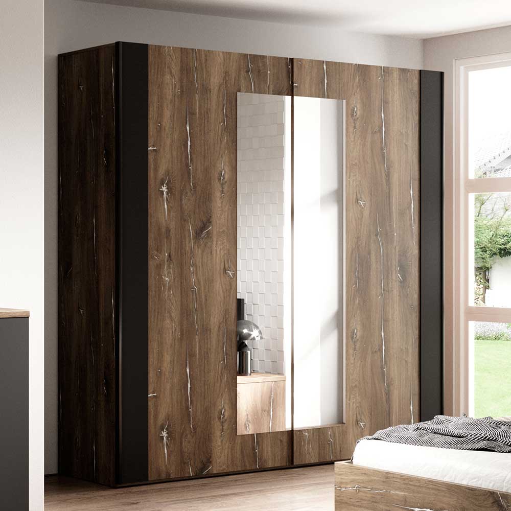 2-türiger Schwebetürenschrank mit Spiegel - 200x213x64 - Rose