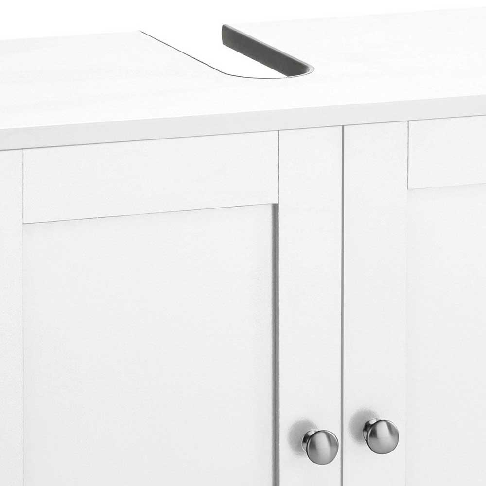 Waschbeckenunterschrank in Weiß mit Metallgriffen - Gorgona